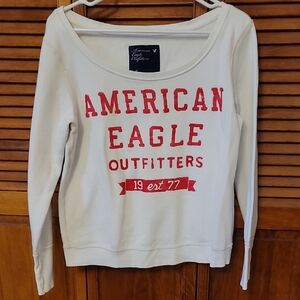 American Eagle White Sweatshirt with Red Logo
